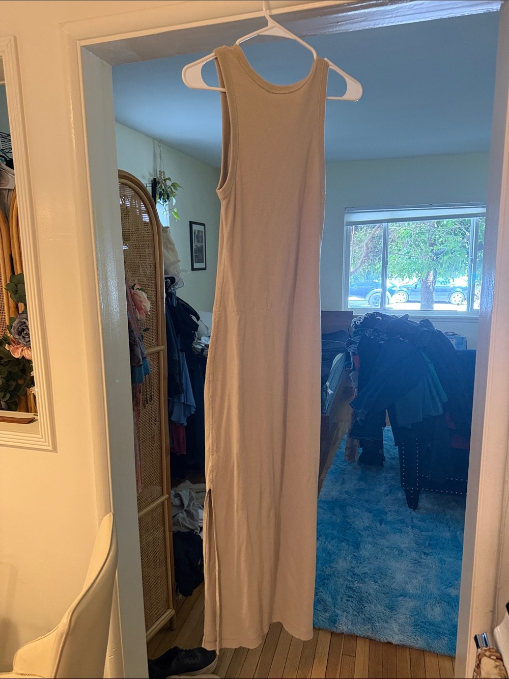 Universal Thread Beige Tank Maxi Dress with Side Slit